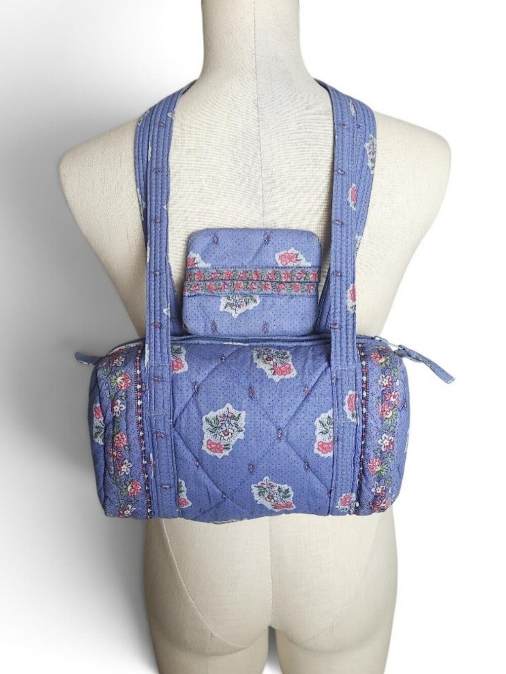 Pierre Deux 1970s "La Provence" Blue Grand Voyage Quilted Cotton Bag & Pouch